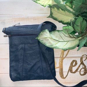 Blue Genuine Leather Muliti-Pocket Crossbody